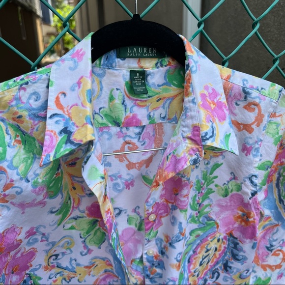 Ralph Lauren Paisley Peplum Floral Shirt M - Picture 5 of 12